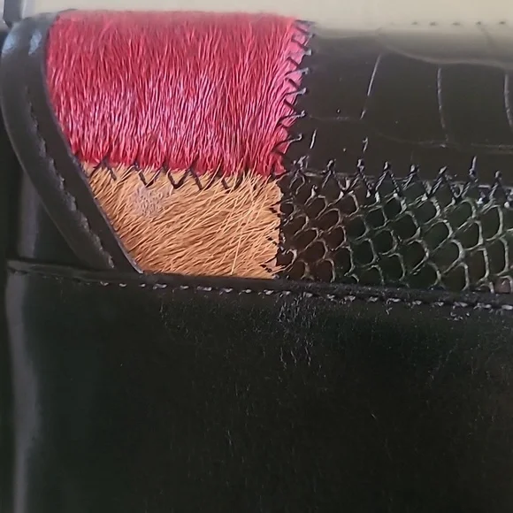 Brighton Limited Edition Crossbody Bag Multicolor Patchwork Leather Snap - Picture 5 of 9